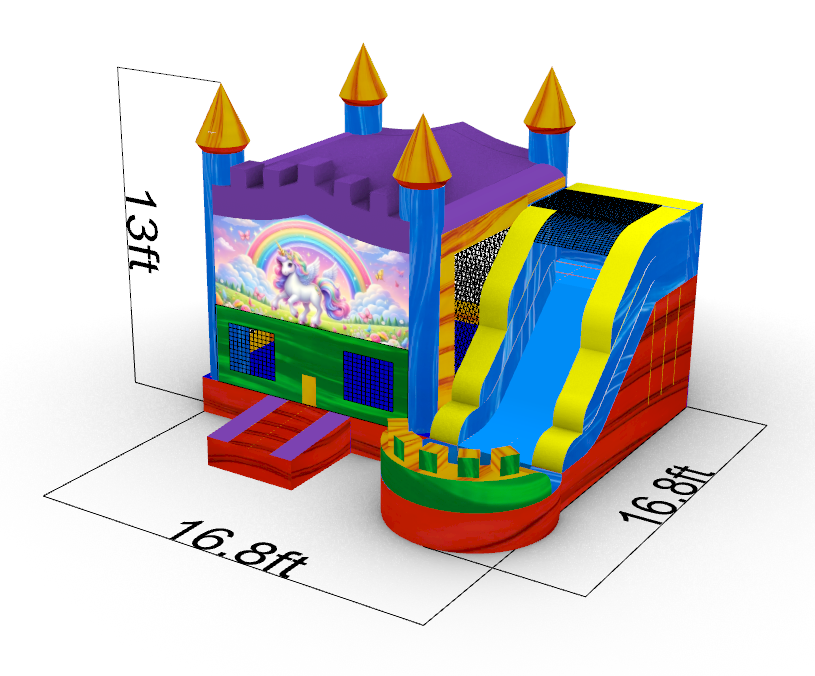 5 in 1 Castle Bounce & Slide Combo Inflatable - Wet or Dry