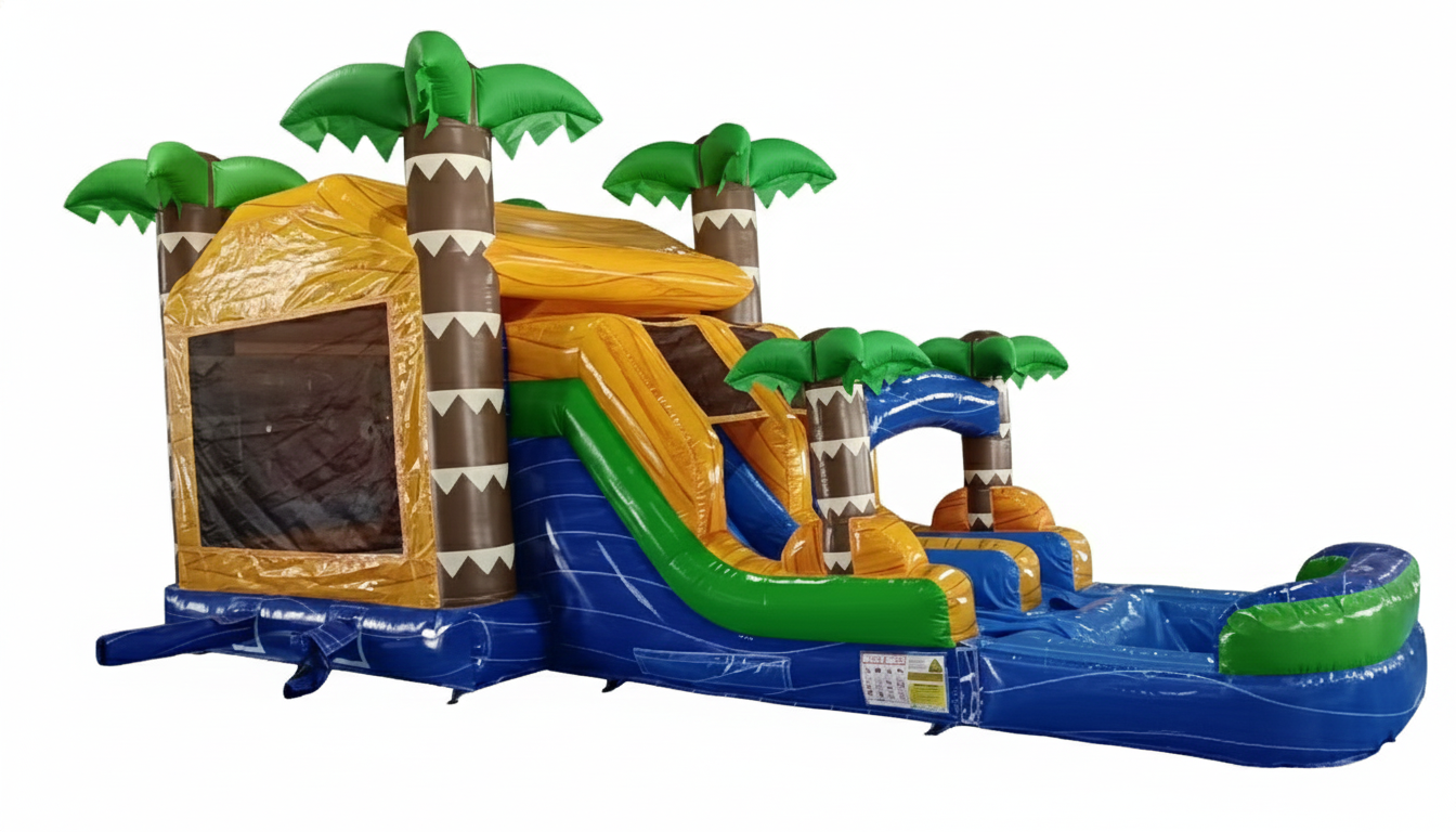 5 in 1 Tropical Bounce & Double Slide Combo Inflatable - Wet or Dry
